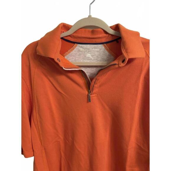 Tommy Bahama XL Orange Short Sleeve 1/4 Zip Polo Shirt - Picture 4 of 8